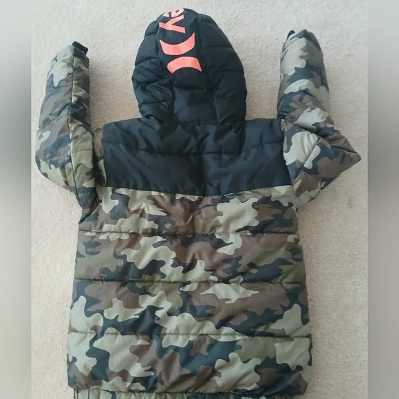 Hurley Boys Jacket Size M Puffer Jacket Hoodie Camo Camouflage Long Sleeve..Fl - Picture 3 of 9